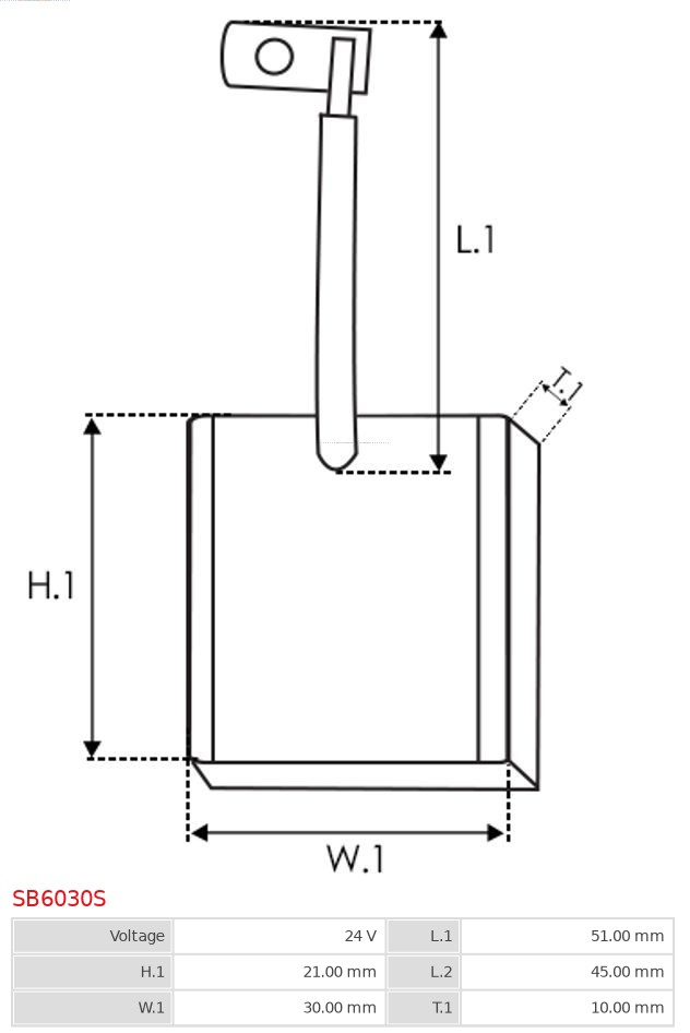 Ilustracja SB6030S AS-PL szczotka węglowa, rozrusznik