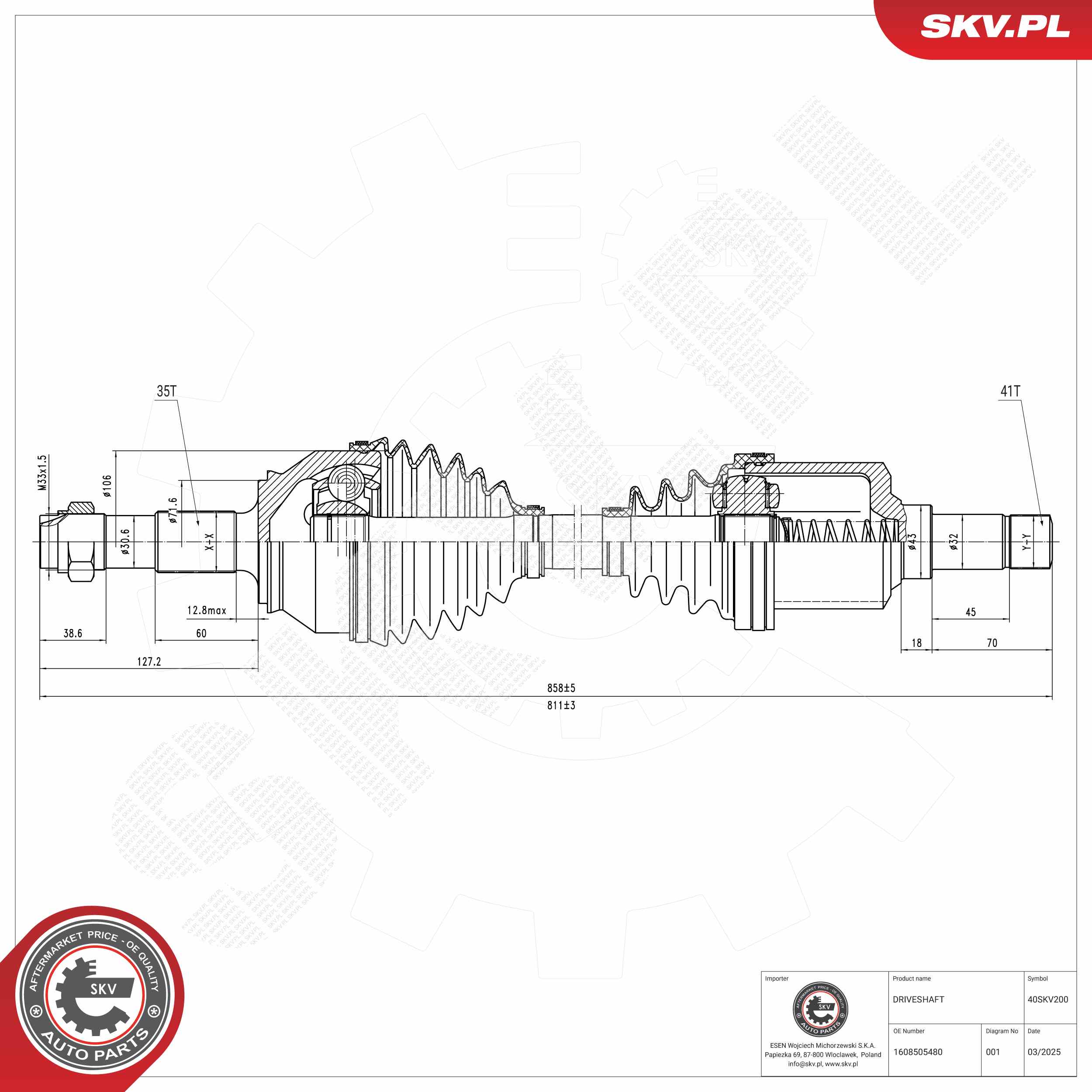 Ilustracja 40SKV200 ESEN SKV półoś napędowa