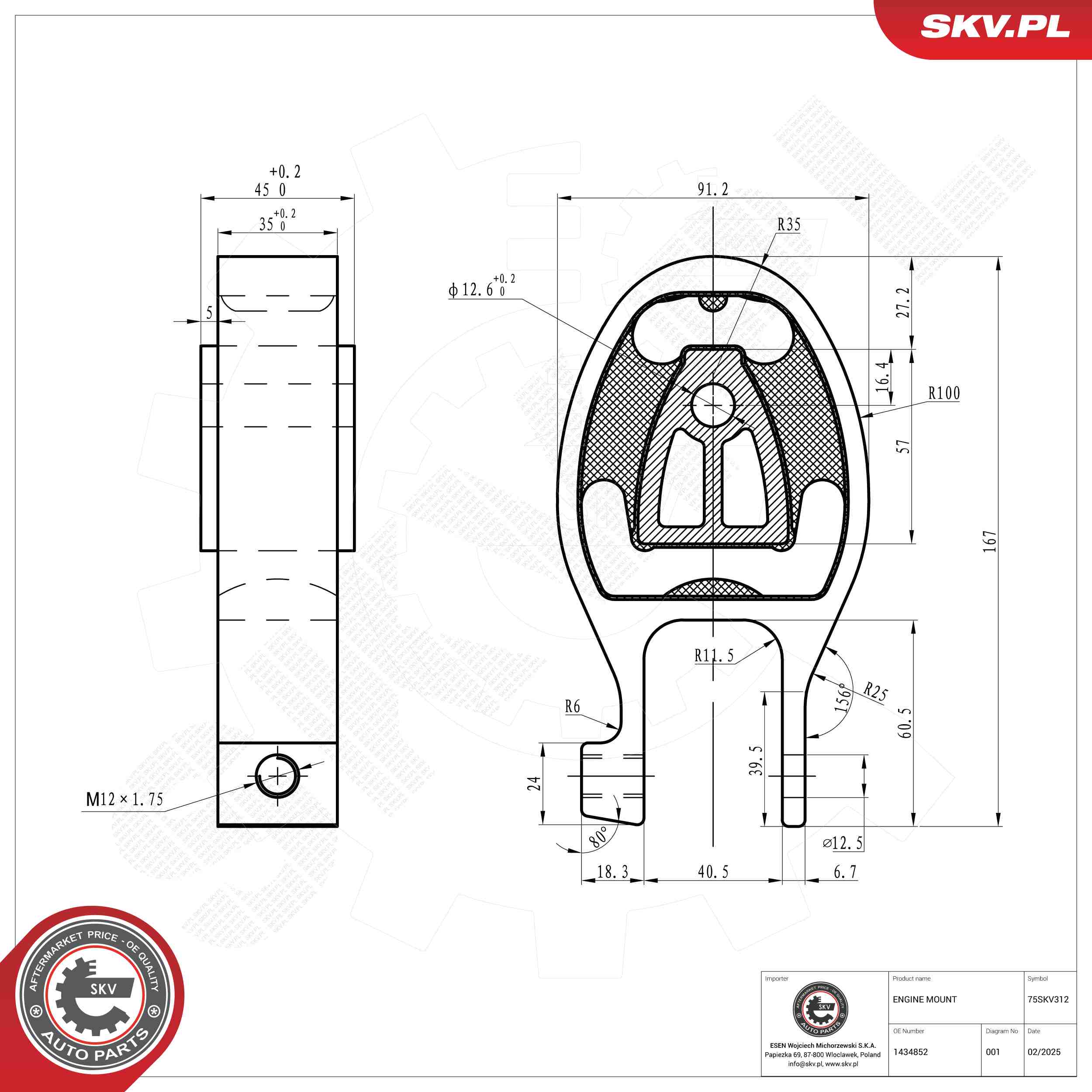 Ilustracja 75SKV312 ESEN SKV poduszka silnika / mocowanie
