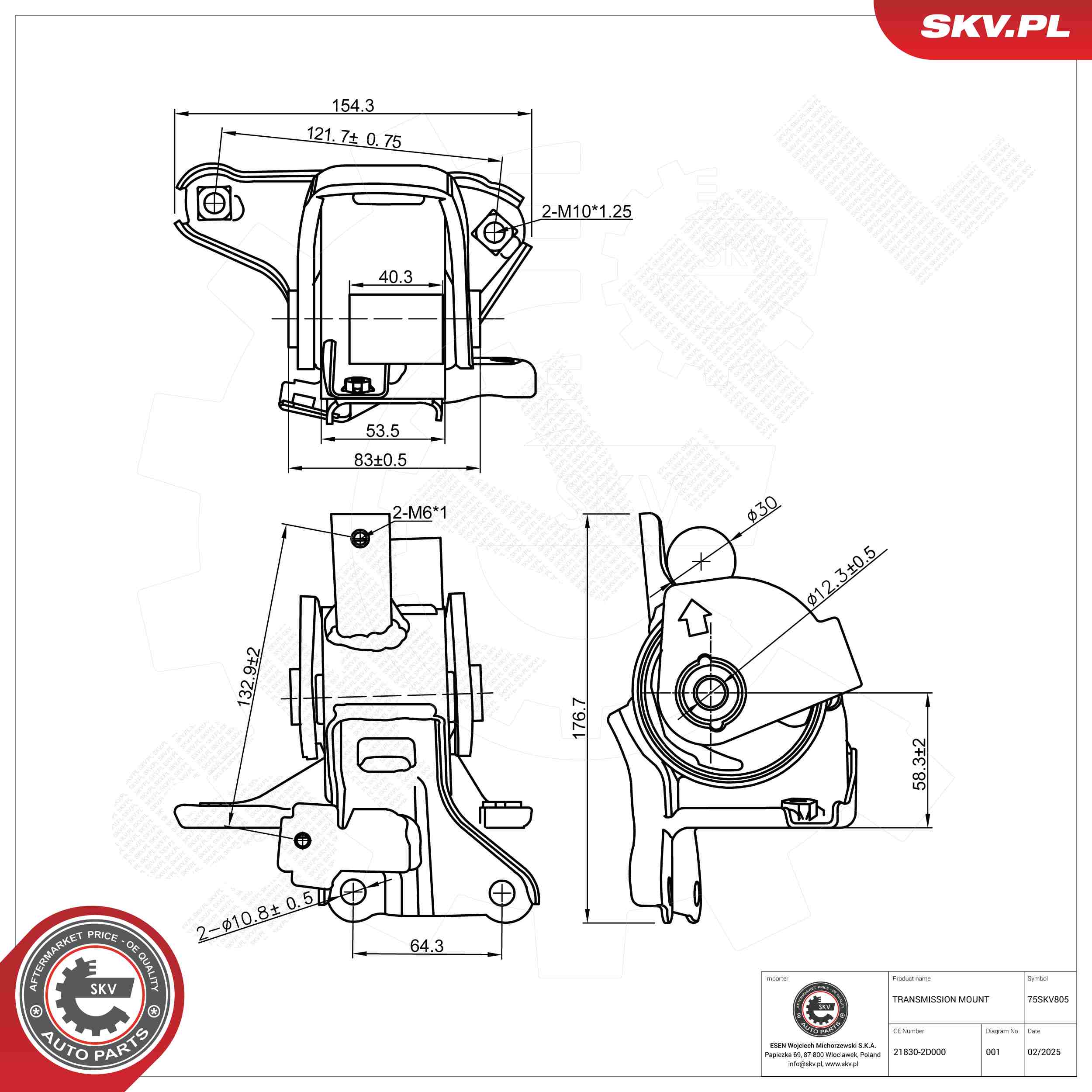 Ilustracja 75SKV805 ESEN SKV mocowanie, manualna skrzynia biegów
