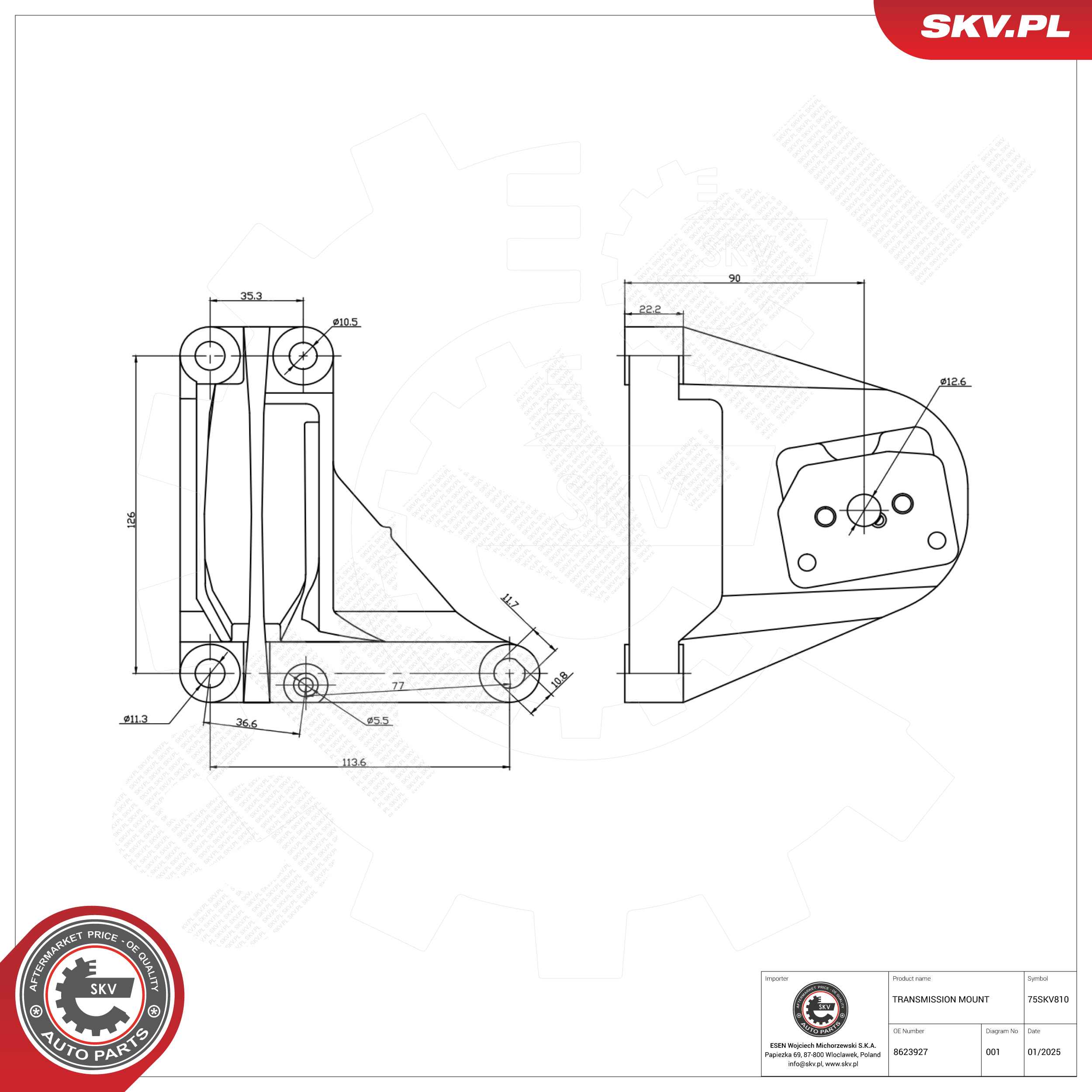 Ilustracja 75SKV810 ESEN SKV zawieszenie, automatyczna skrzynia biegów