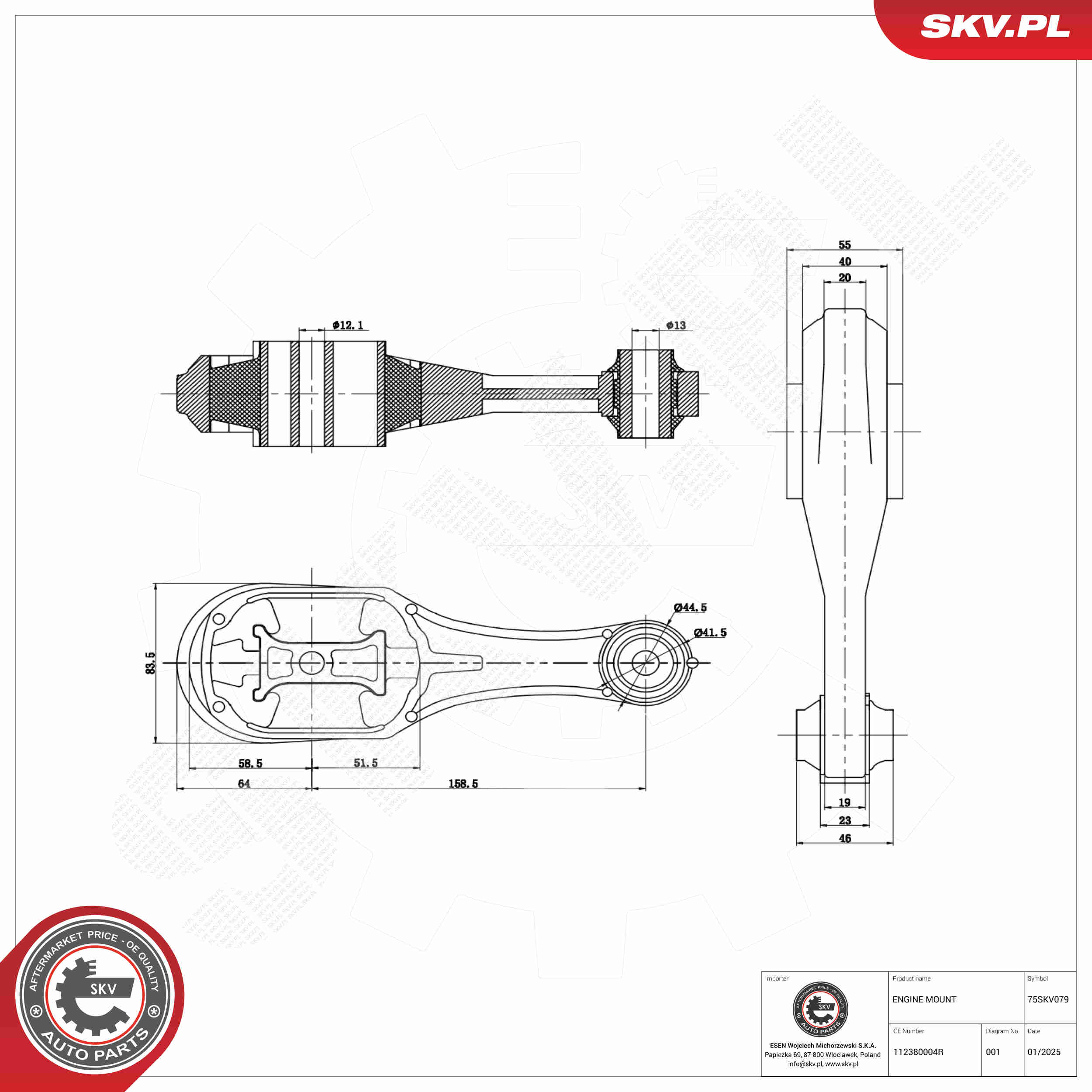Ilustracja 75SKV079 ESEN SKV poduszka silnika / mocowanie