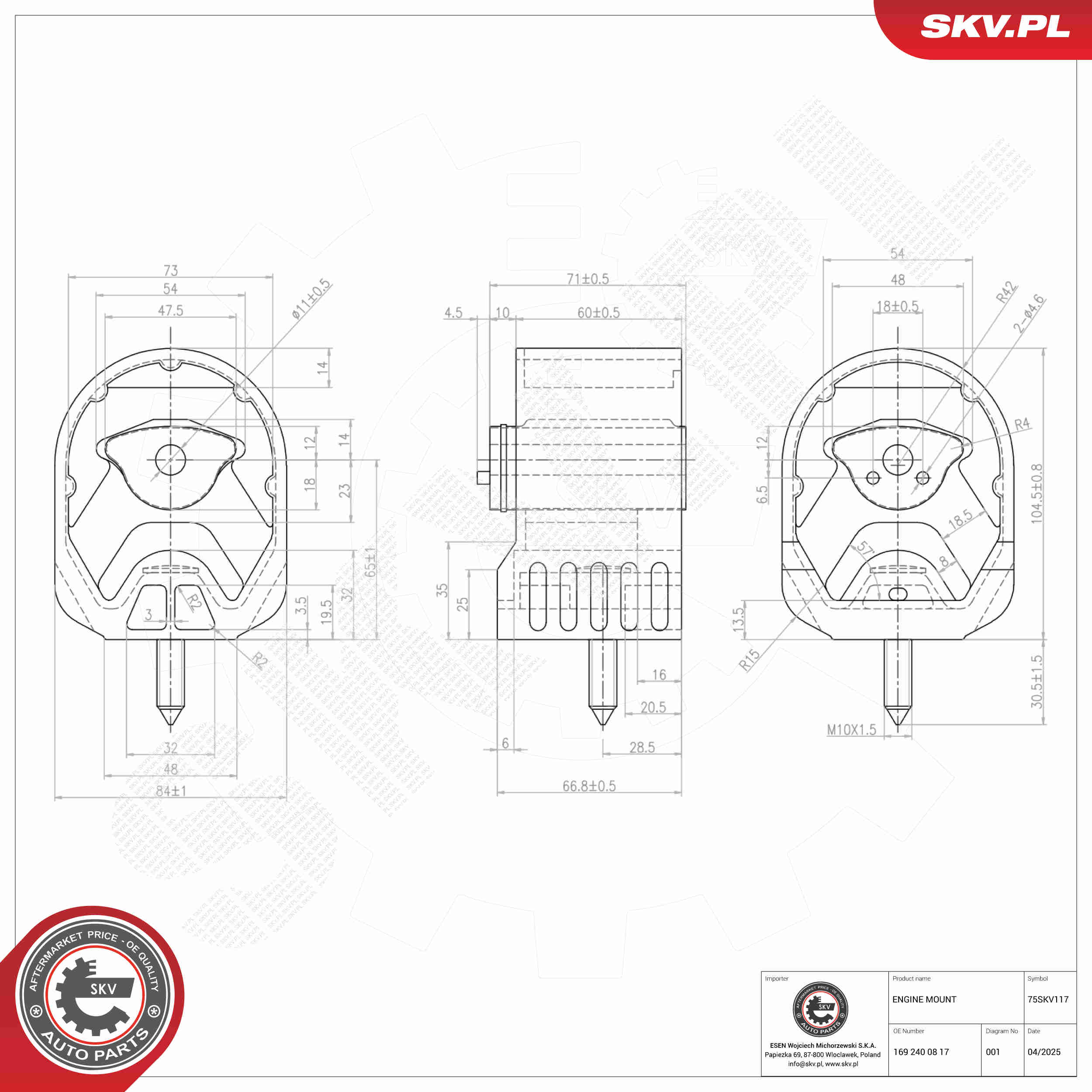 Ilustracja 75SKV117 ESEN SKV poduszka silnika / mocowanie