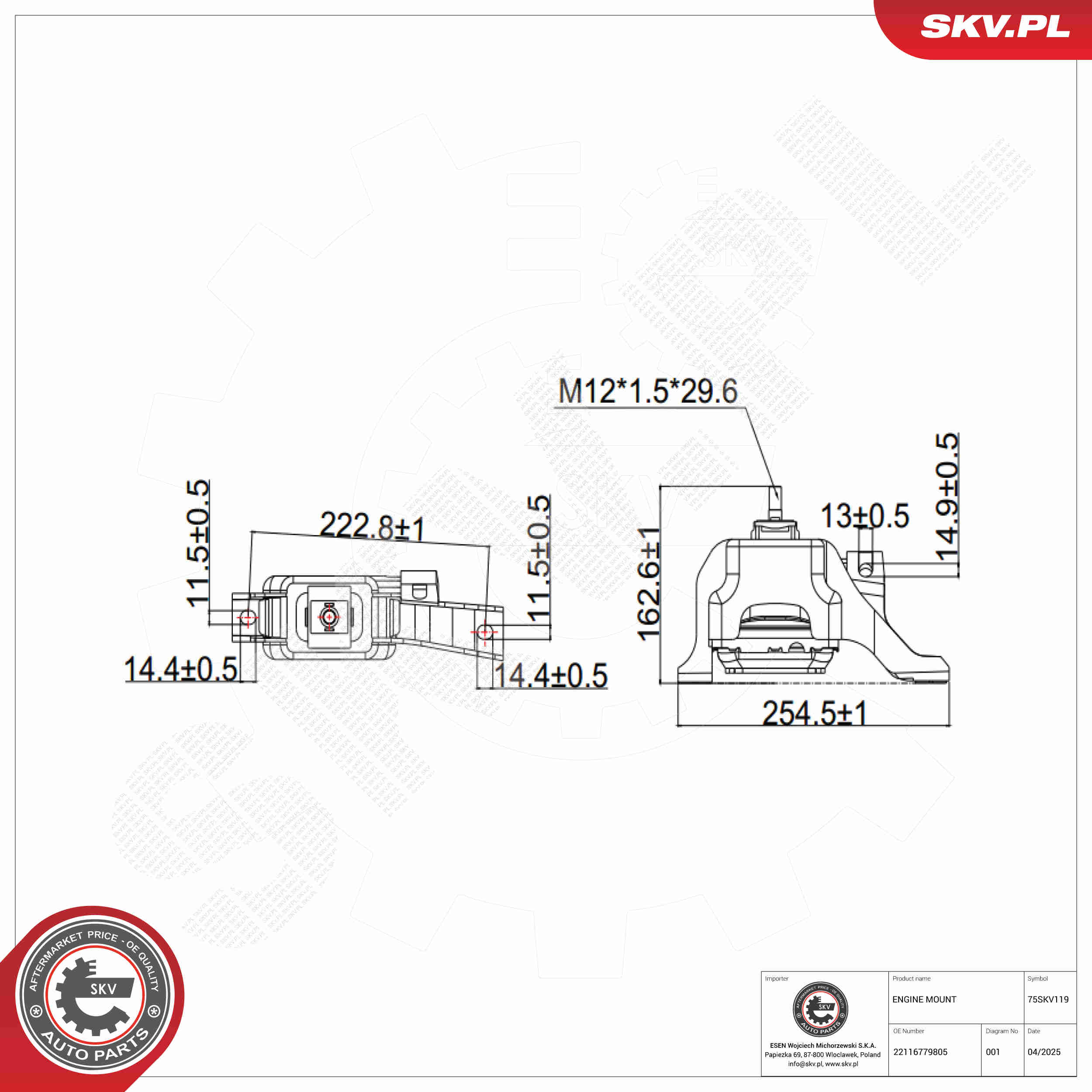 Ilustracja 75SKV119 ESEN SKV poduszka silnika / mocowanie