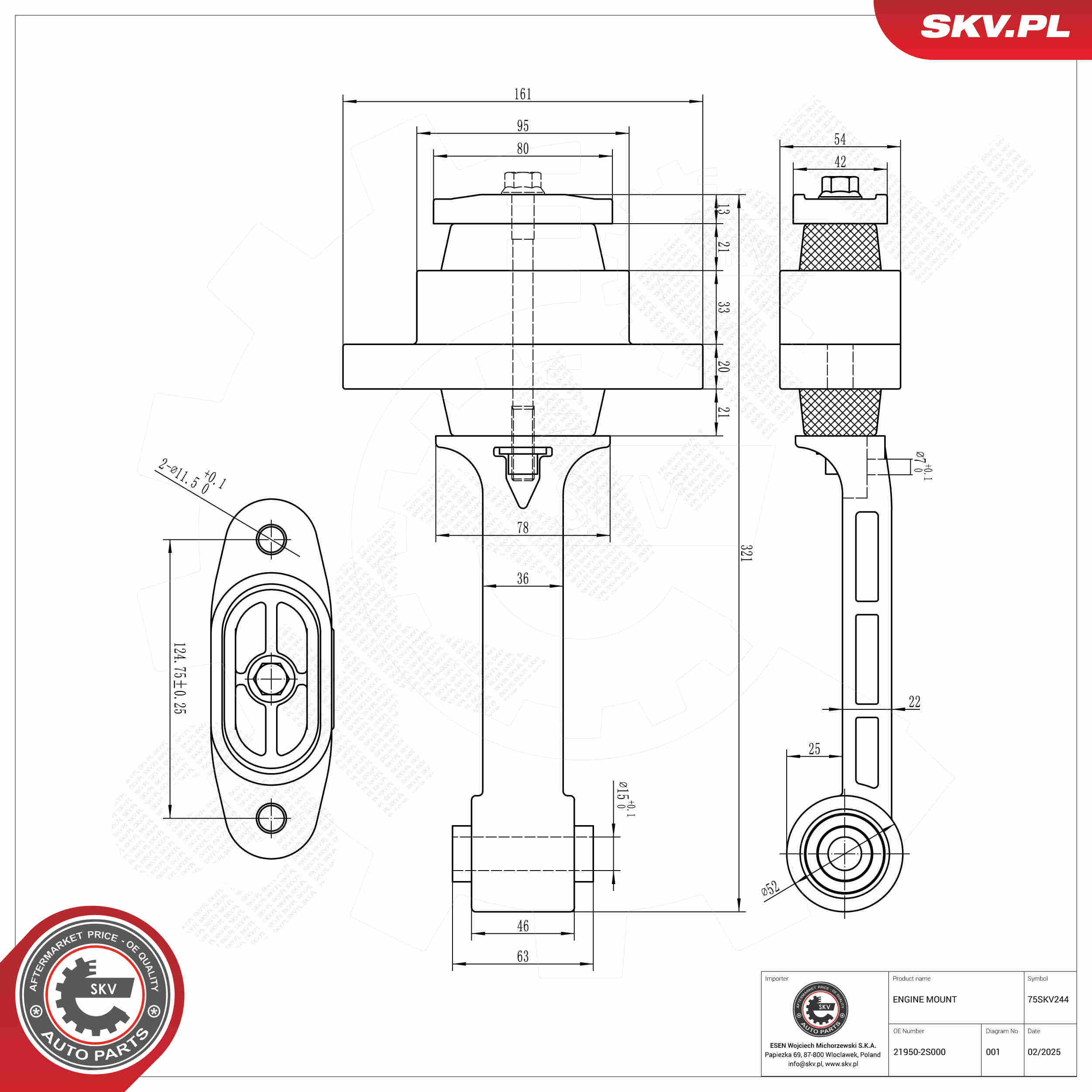 Ilustracja 75SKV244 ESEN SKV poduszka silnika / mocowanie