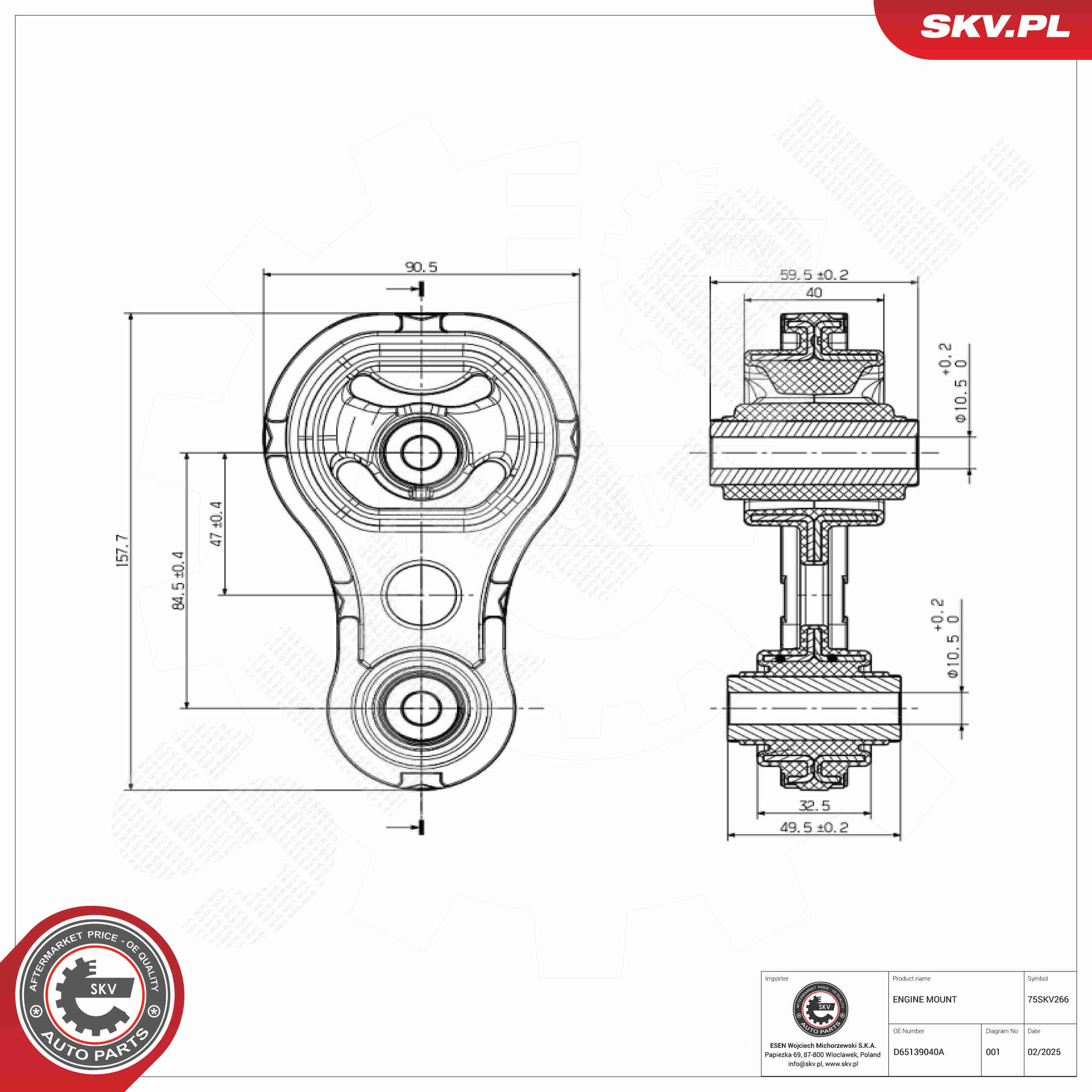 Ilustracja 75SKV266 ESEN SKV poduszka silnika / mocowanie