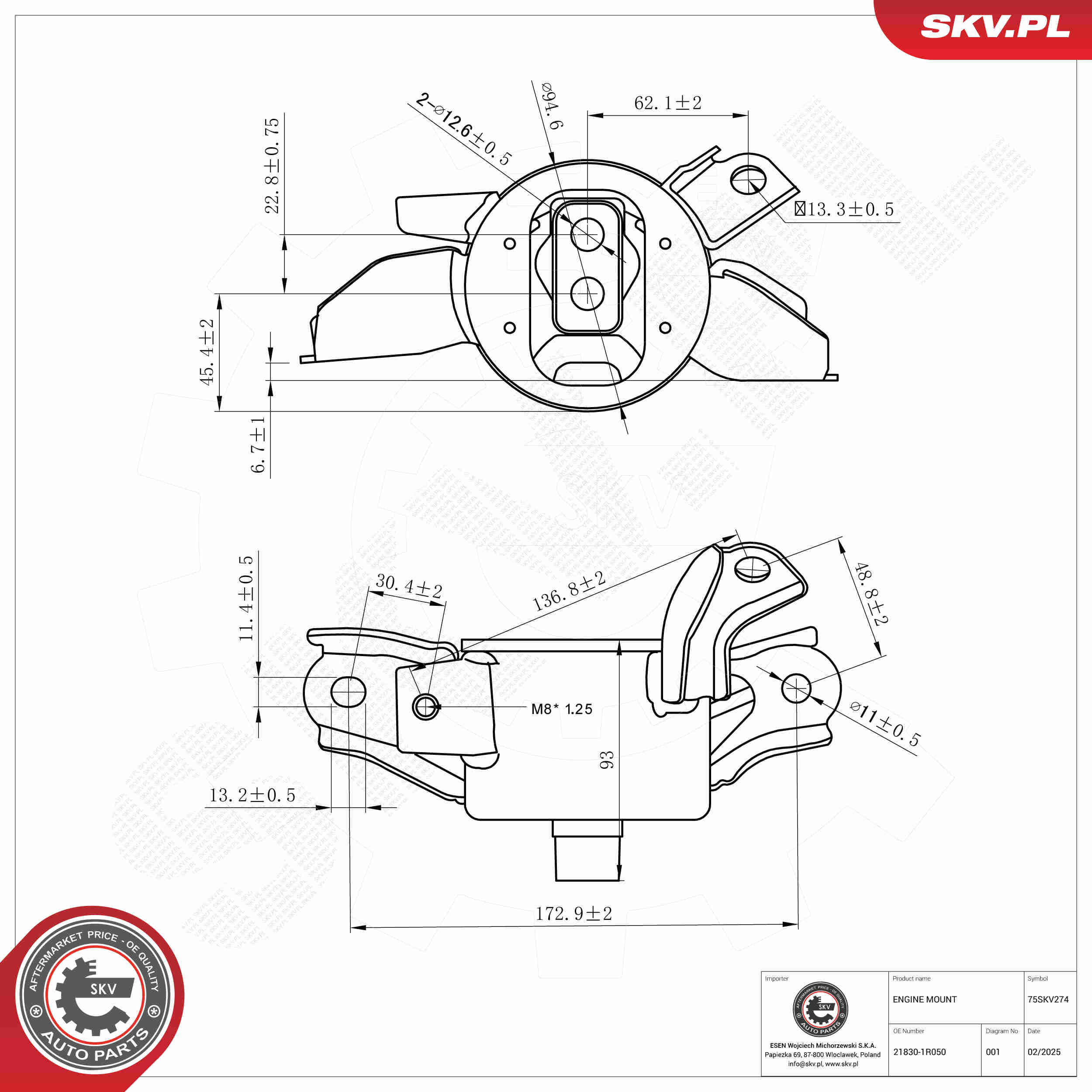 Ilustracja 75SKV274 ESEN SKV poduszka silnika / mocowanie