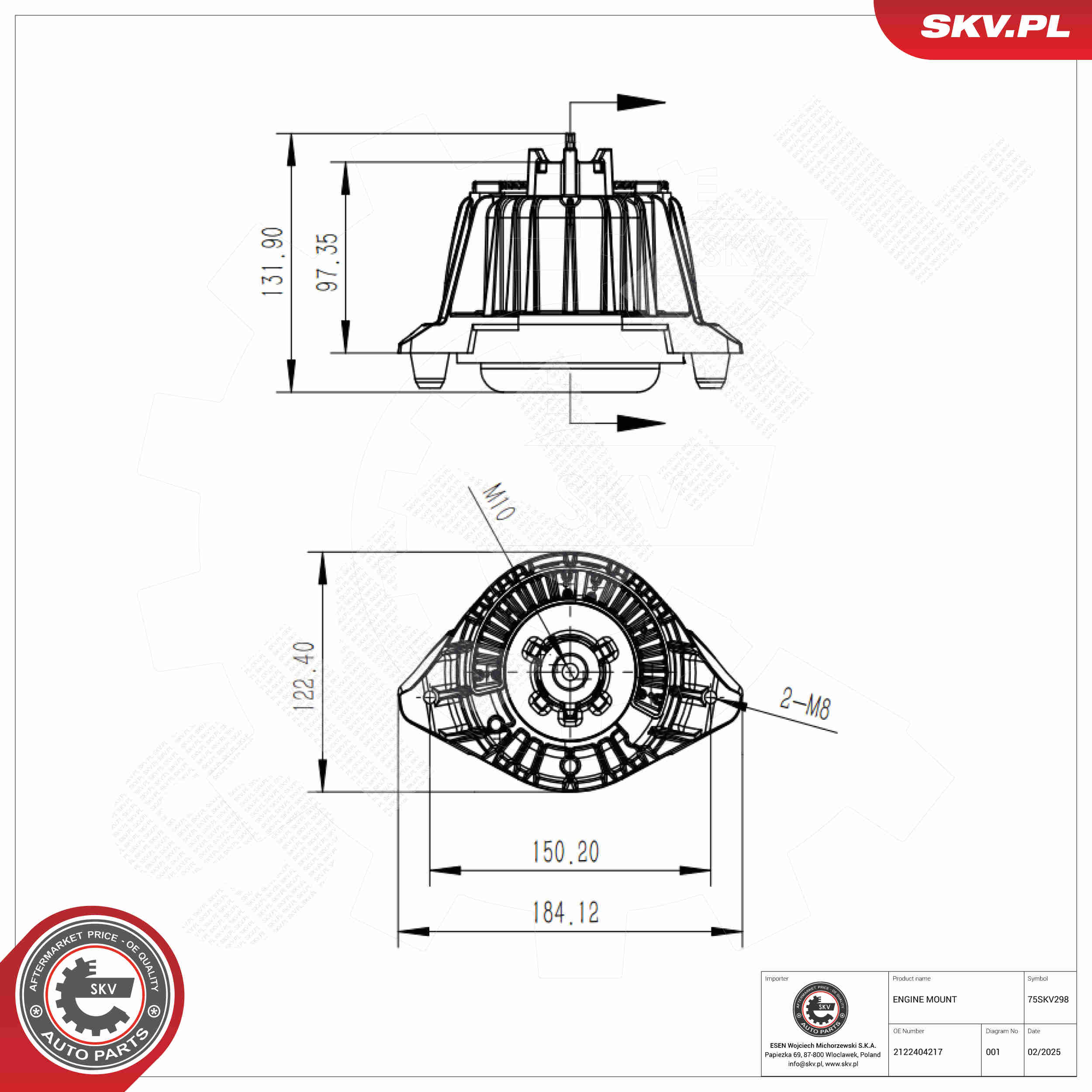 Ilustracja 75SKV298 ESEN SKV poduszka silnika / mocowanie