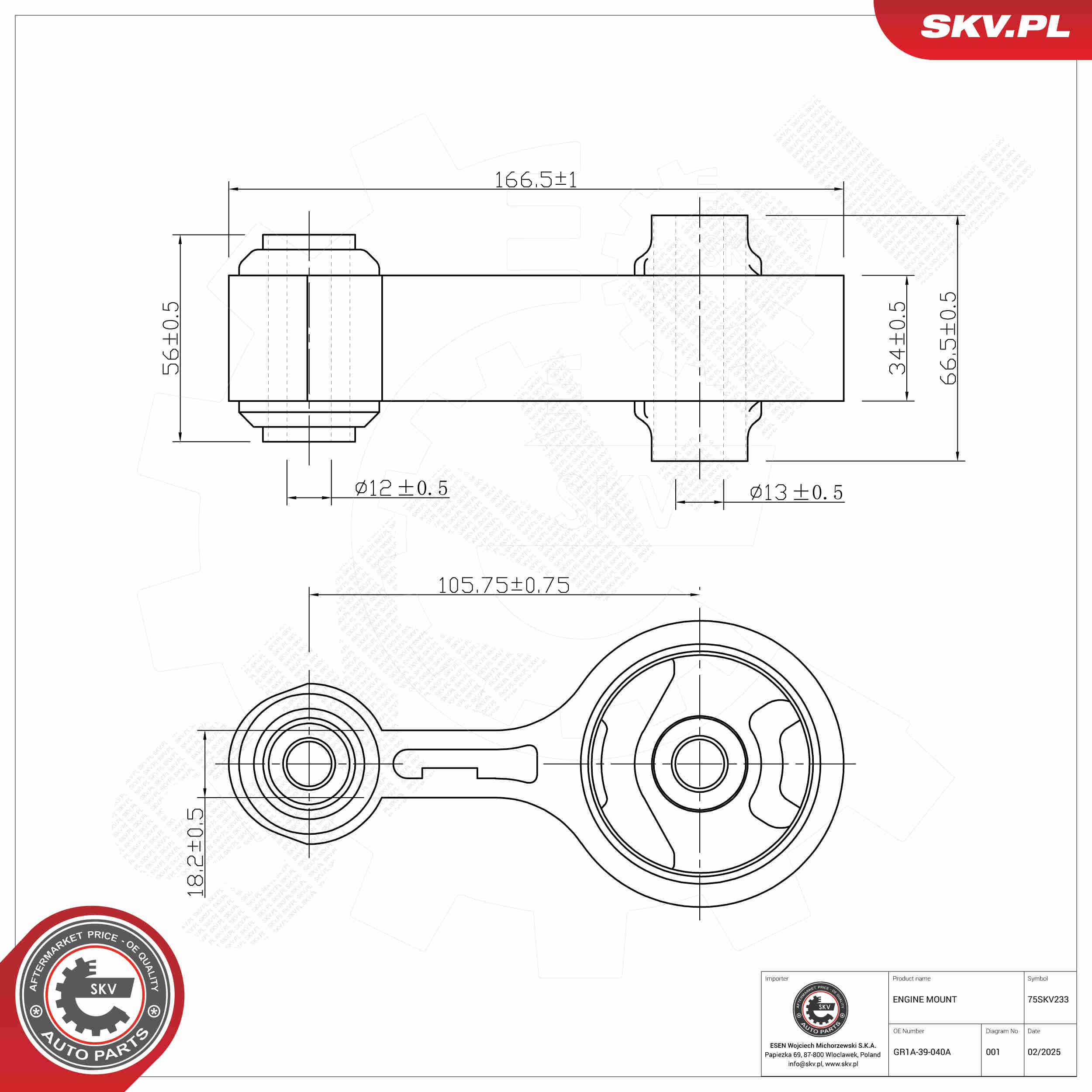 Ilustracja 75SKV233 ESEN SKV poduszka silnika / mocowanie