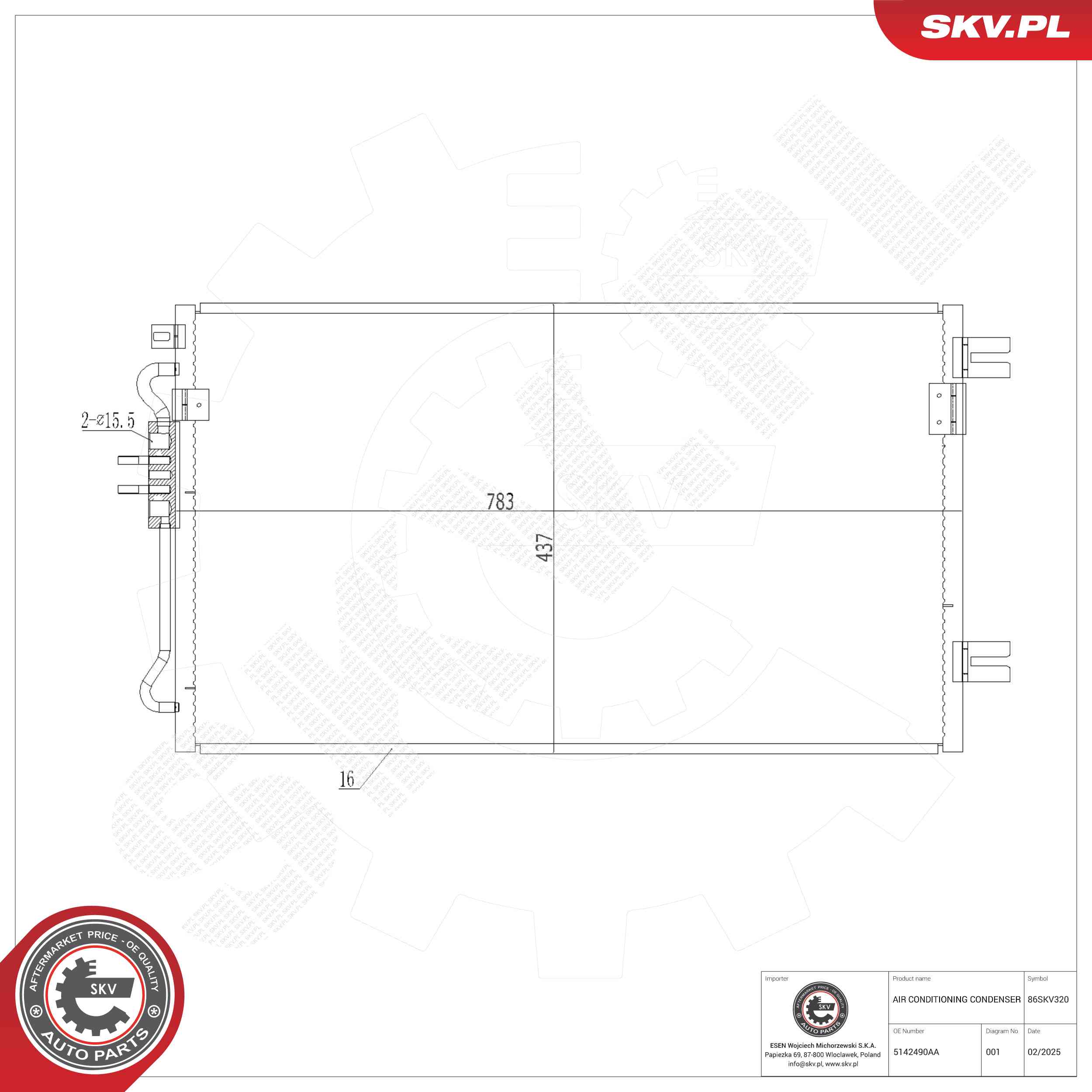 Ilustracja 86SKV320 ESEN SKV skraplacz, klimatyzacja