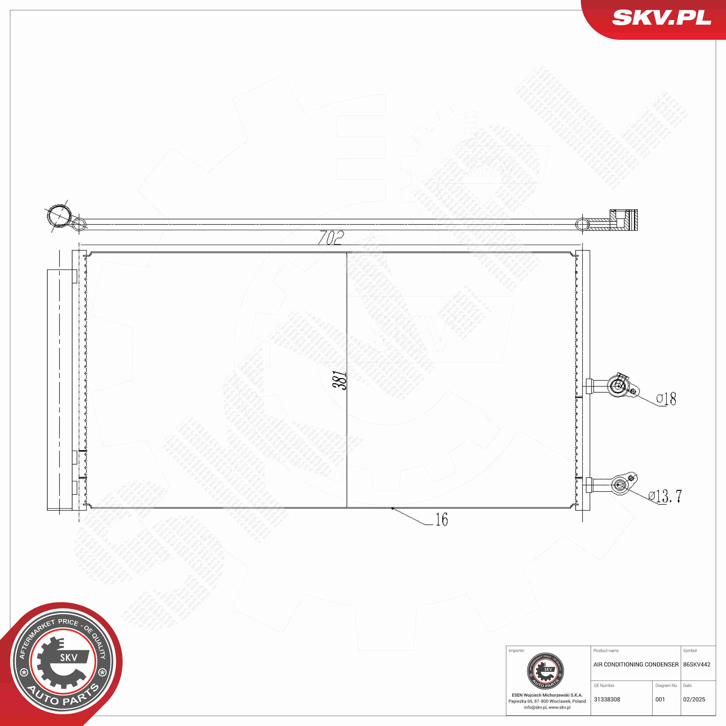 Ilustracja 86SKV442 ESEN SKV skraplacz, klimatyzacja