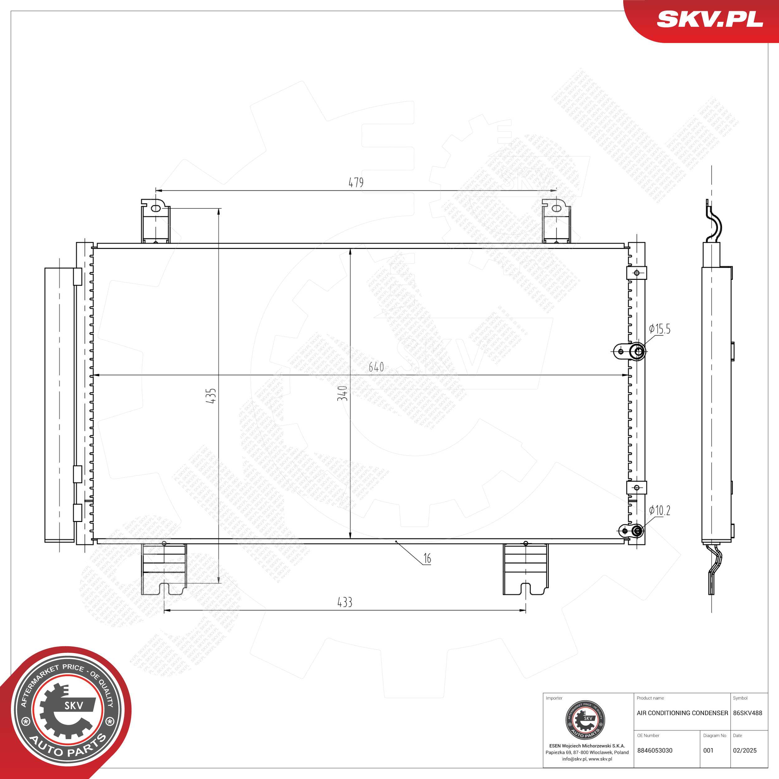 Ilustracja 86SKV488 ESEN SKV skraplacz, klimatyzacja