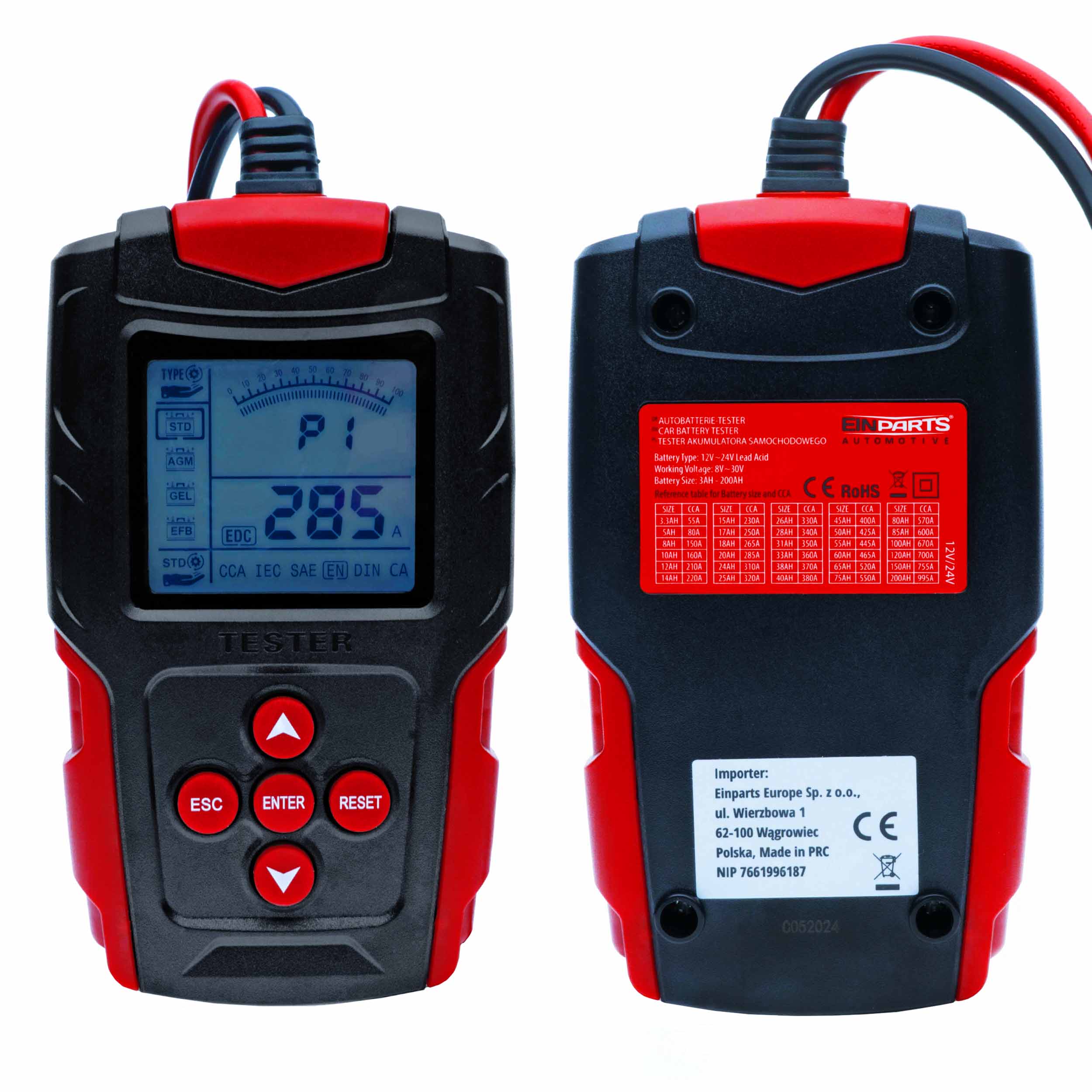 Ilustracja EPACC065 EINPARTS AUTOMOTIVE tester, akumulator