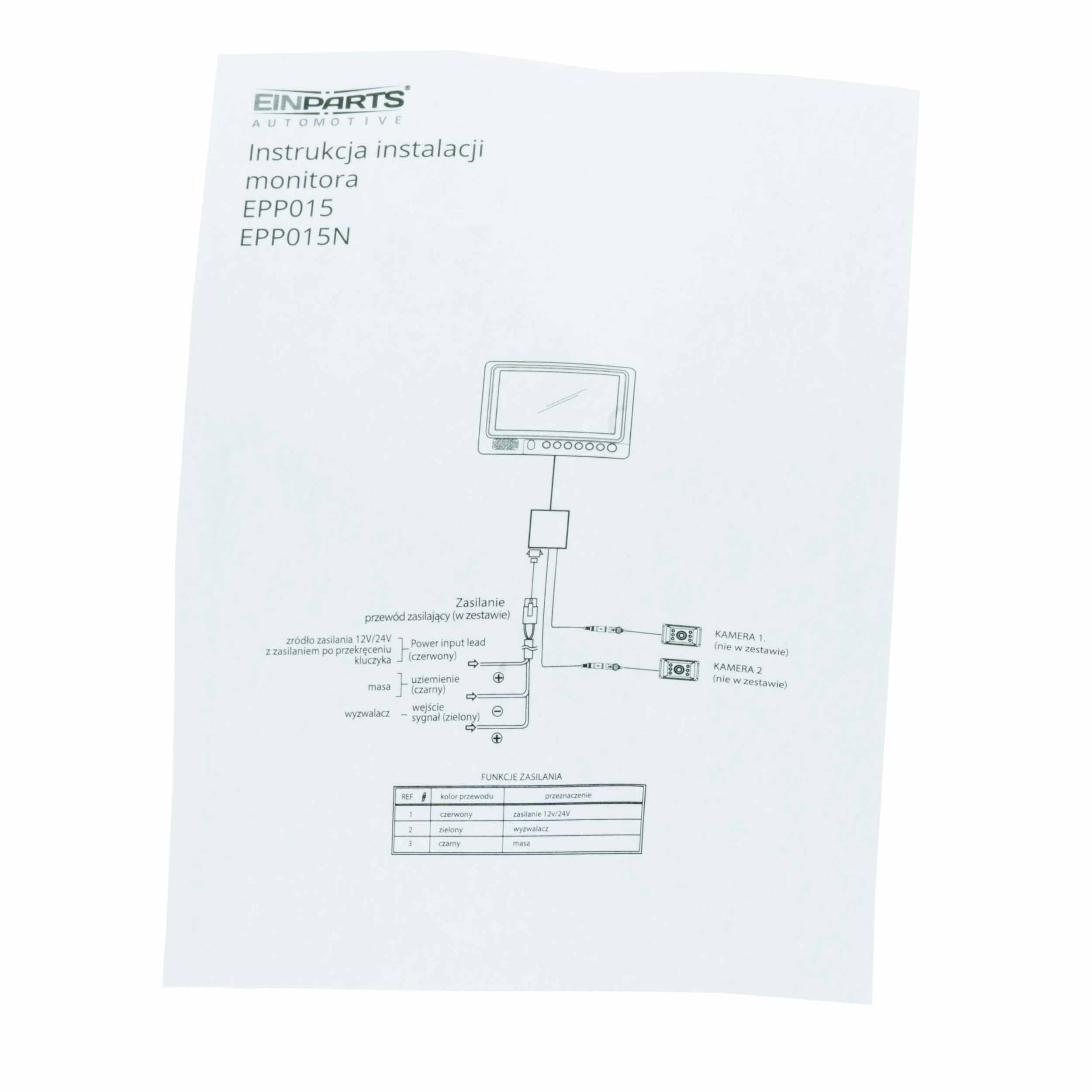 Ilustracja EPP055 EINPARTS AUTOMOTIVE kamera cofania, asystent parkowania